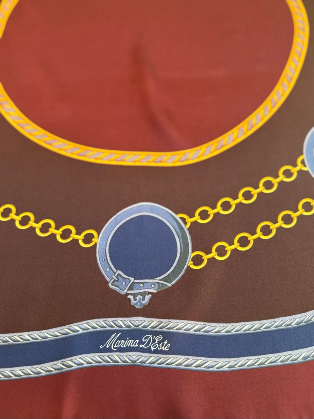Marina D’Este Silk Scarf 34” Burgundy Red Hand Rolled Made in Italy